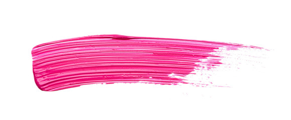 Pink strokes and texture mascara or acrylic on a white background