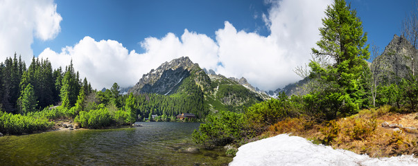 Poprad lake( Popradske pleso) famous and very popular destination in High Tatras national park,...