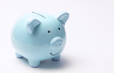 Piggy bank isolated on white background. View from above.