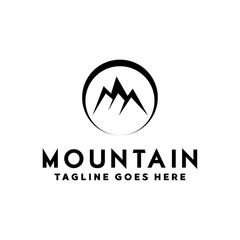 Minimalist Mountain Logo Vector Logo Design Template. Exploration and Survival Icon. Panorama And Simple Symbol.