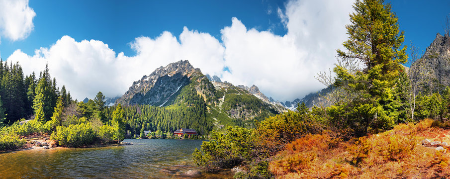 Fototapeta Poprad lake( Popradske pleso) famous and very popular destination in High Tatras national park, Slovakia