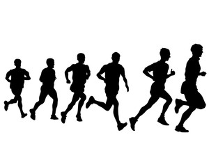 Obraz na płótnie Canvas People athletes on running race on white background