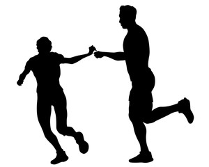 People athletes on running race on white background