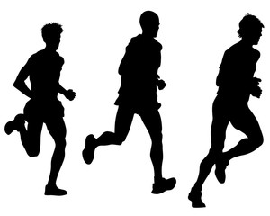 People athletes on running race on white background