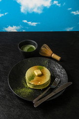 抹茶パンケーキ　Japanese Style (Powder Green Tea) Pancake 