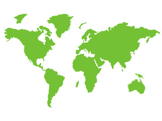 Fototapeta na wymiar Green World map representing environmental global goals - map picture isolated on a white background