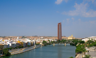 Obraz premium View from Tower of gold (Torre del Oro) with Guadalquivir river in Sevilla - Spain