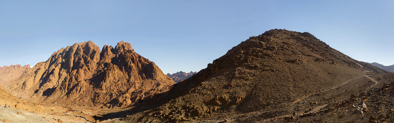 Amazing Sunrise at Sinai Mountain, Beautiful dawn in Egypt, Beautiful view from the mountain	