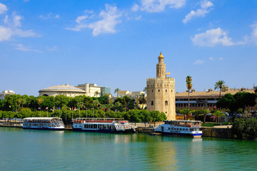 Torre del Oro in Sevilla, Andalucia, Spain. Sunny september day.