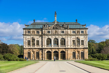Fototapeta na wymiar The Großer Garten (Great Garden) - baroque style park in Dresden. Saxony in Germany.