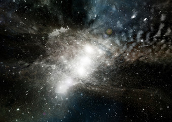 galaxy in a free space. 3D rendering