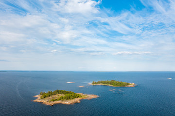 Beautiful view of the islands of the Gulf of Finland from a bird's eye view