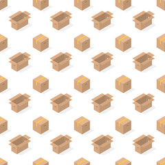 Fototapeta premium Seamless background from a set of cardboard boxes, vector illustration.