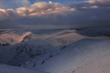 Late evening in the Carpathian mountains in Ukraine