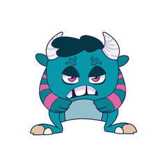 funny monster with horns comic character