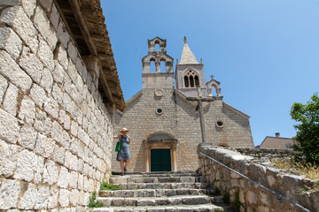 Exterior view of the church of saint Kosmas and Damian in Lastovo town on island of Lastovo, Croatia