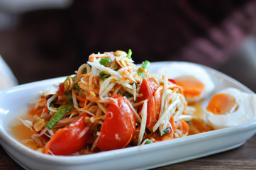 spicy salad, som tam or Thai spicy salad
