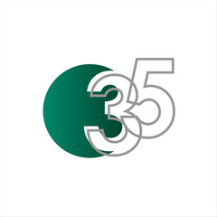 35 Years Anniversary Celebration Vector Template Design Illustration