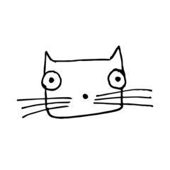 hand drawn funny face cat