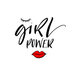 Girl power phrase. Modern vector brush calligraphy. Ink illustration with hand-drawn lettering. 