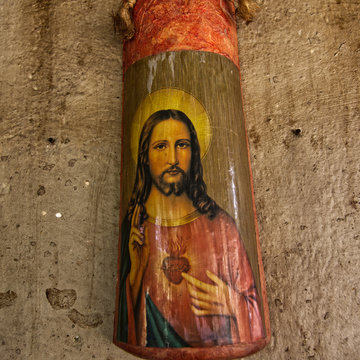 Image of Jesus painted on clay tile