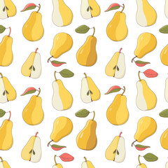 vector seamless pattern with pears isolated on white