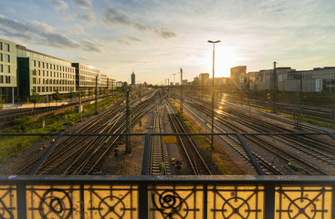  Railways, sunset Hackerbridge Munich