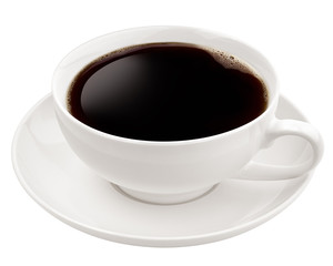 Cup of coffee, isolated on white background, clipping path, full depth of field