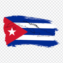 Obraz na płótnie Canvas Flag of Cuba from brush strokes and Blank map Cuba. High quality map Republic of Cuba and flag on transparent background. Stock vector. Vector illustration EPS10.
