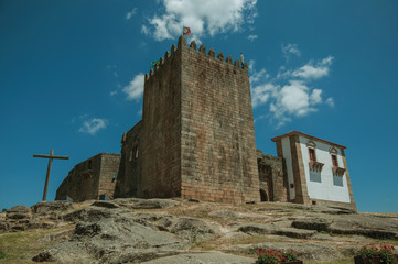 Stone tower over rocky hill at the medieval Belmonte Castle
