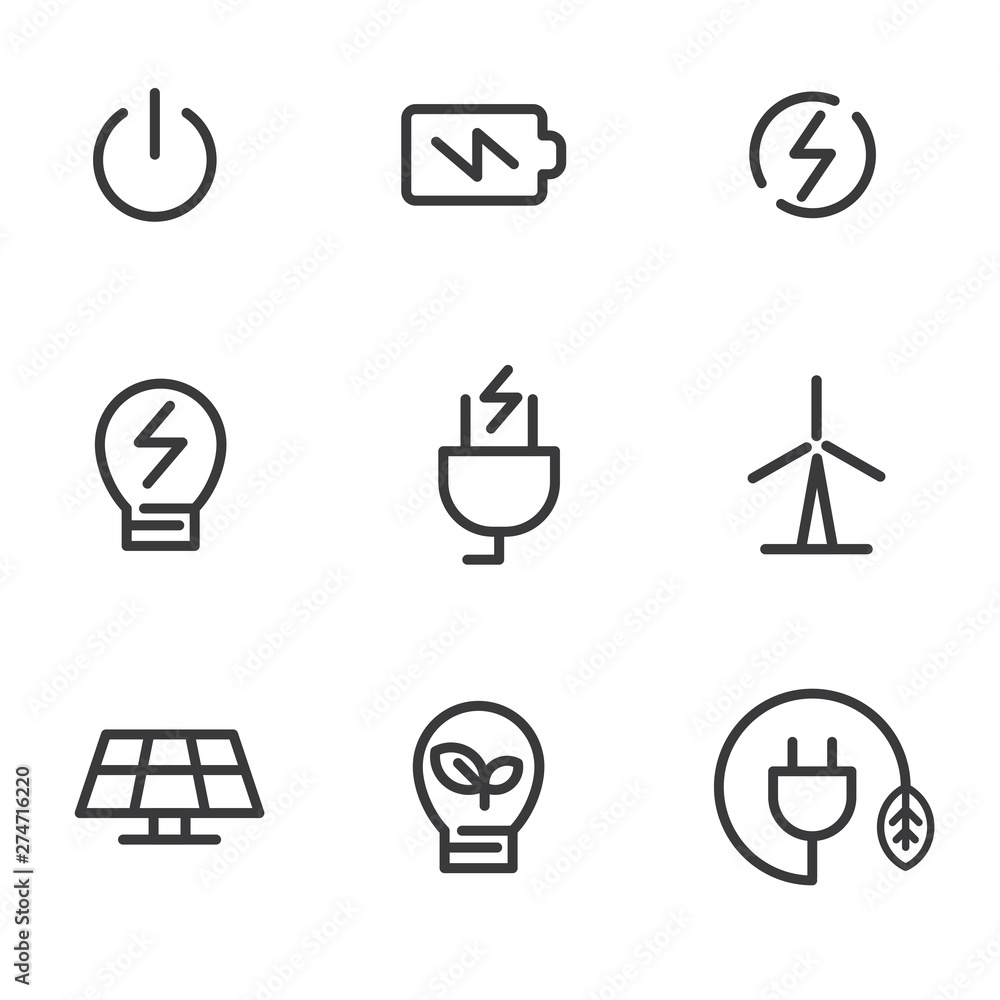 Canvas Prints set of power and energy related icon line design