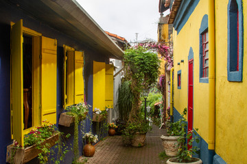 Embu City of Arts São Paulo state in Brazil, the slope of the lavandeiras with its colors, flowers and ancient architecture near the fair of arts and crafts