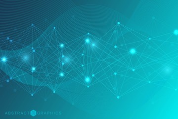 Obraz premium Big Data Visualization Background. Modern futuristic virtual abstract background. Science network pattern, connecting lines and dots. Global network connection vector.