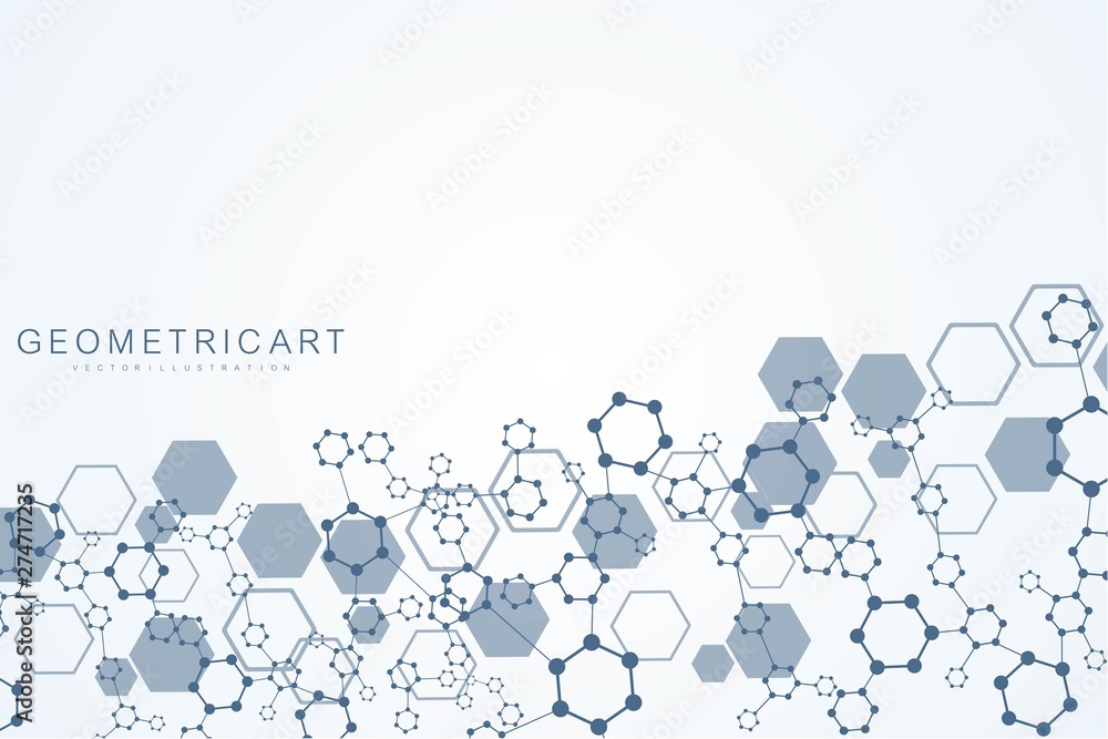 Poster modern futuristic background of the scientific hexagonal pattern. virtual abstract background with p