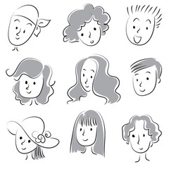 face vector cartoon set