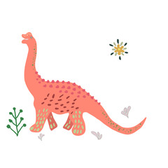 Pink Brachiosaurus cute illustration