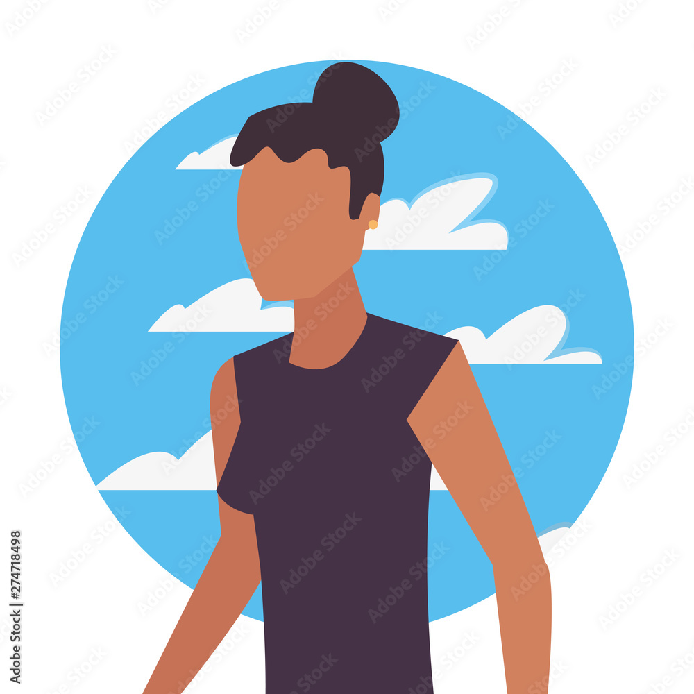 Canvas Prints woman avatar character with sky background