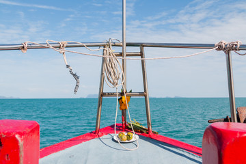 Front head of the boat above the sea