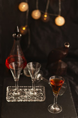 tincture, quince liquor in a glass