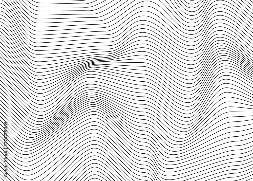 Wall mural black lines zigzag wave concept abstract vector background