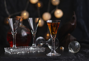 tincture, quince liquor in a glass