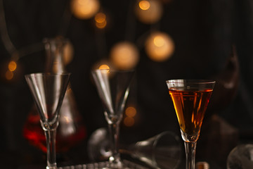 tincture, quince liquor in a glass