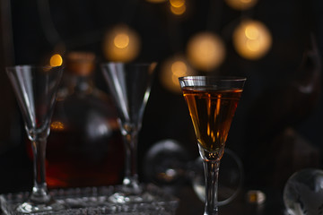 tincture, quince liquor in a glass