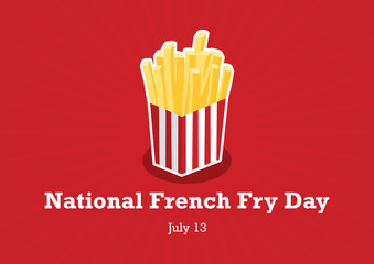 National French Fry Day vector. Bucket of French Fry icon. American Food Feast. National French Fry Day Poster, July 13. Important day