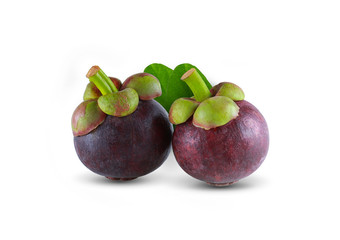 mangosteen, isolated, white, Mangosteen fruit, the queen of fruits of Thailand, isolated on a white background