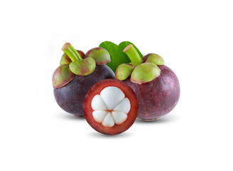 Mangosteen fruit, the queen of fruits of Thailand, isolated on a white background