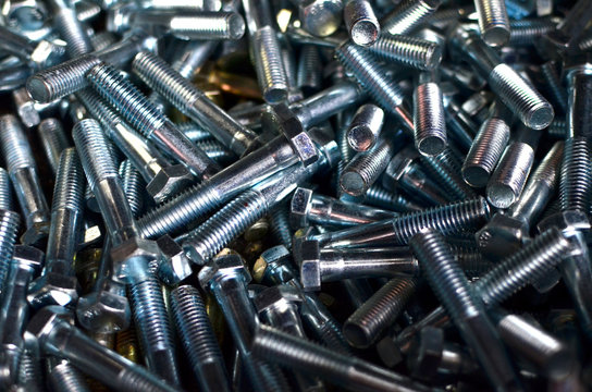 Background of screw bolts, Internal screw, bolts closeup, many screws. Factory equipment and Industrial concept - Image