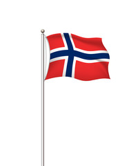 World flags. Country national flag post transparent background. Norway. Vector illustration.