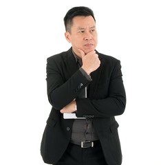Businessman in suite thinking confidence isoated on white background