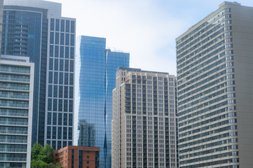 Fototapeta na wymiar Skyscrapers along Michigan Avenue in the South Loop of Chicago